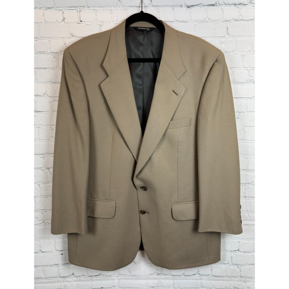 BURBERRYS' dark beige 100% wool mens suit jacket blazer 46R (no size tag) - Picture 1 of 13
